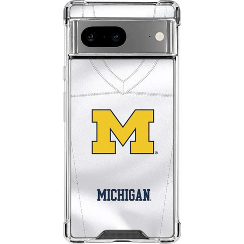 University of Michigan White Jersey Google Pixel 8 Clear Case